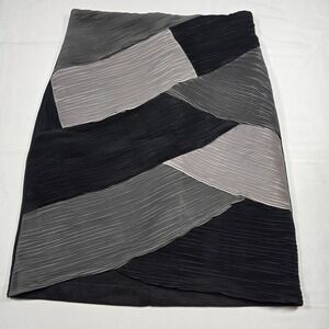 C. Luce Women Gray Black Colorblock Pleated Pencil Skirt Size M‎